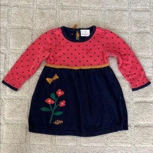 Hanna Andersson Coral and Navy Floral Sweater Dress